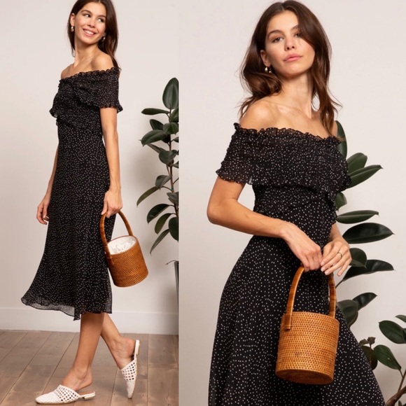 LUCY PARIS Polka Dot Off Shoulder Dorothy Dress - Picture 2 of 16